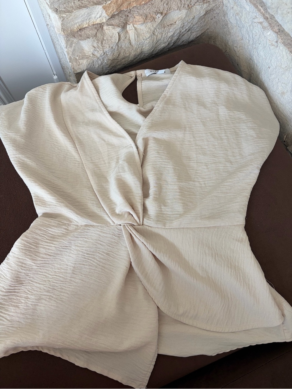 Gilli Light Beige Asymmetrical Knit Dress